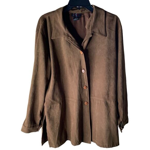 Vintage R&K Original Shirt Women's Plus Size 18 Long Sleeve Button Up Brown Top - Picture 1 of 5